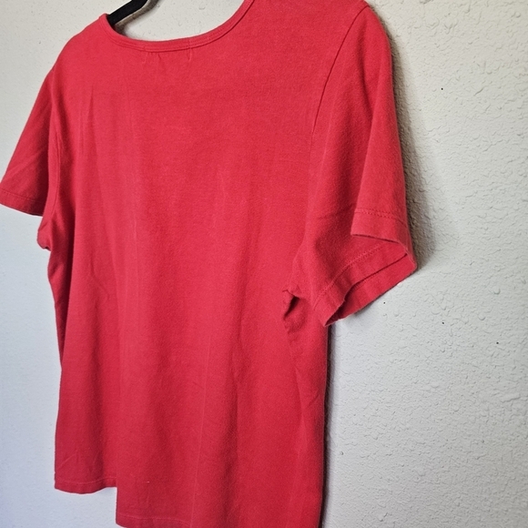 Tommy Hilfiger Womens L Large Red Tee Shirt Short Sleeve Logo Graphic Spellout - Picture 8 of 8